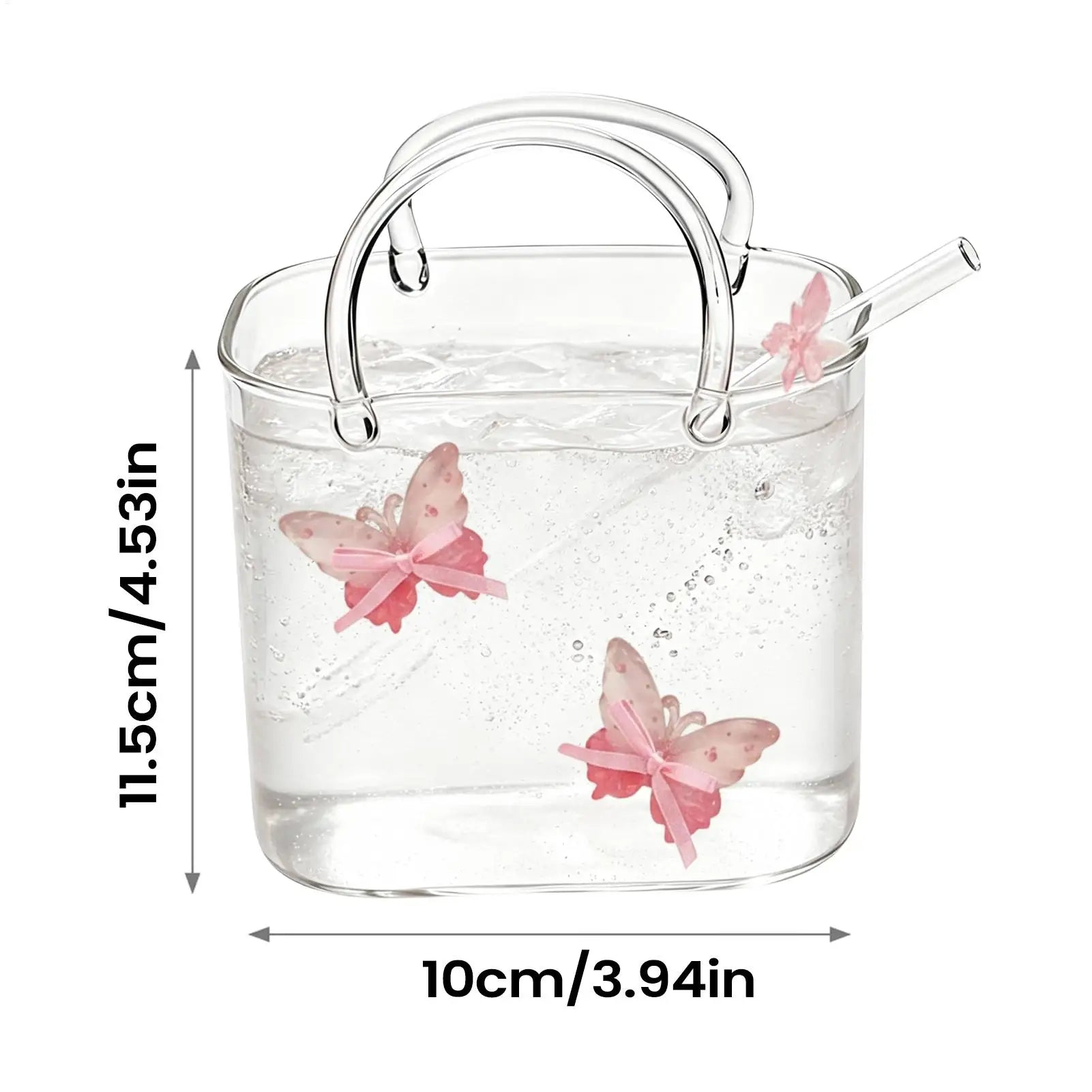 Purse Drinking Glass Straw Clear Vase Cocktail Wine Glasses Iced
