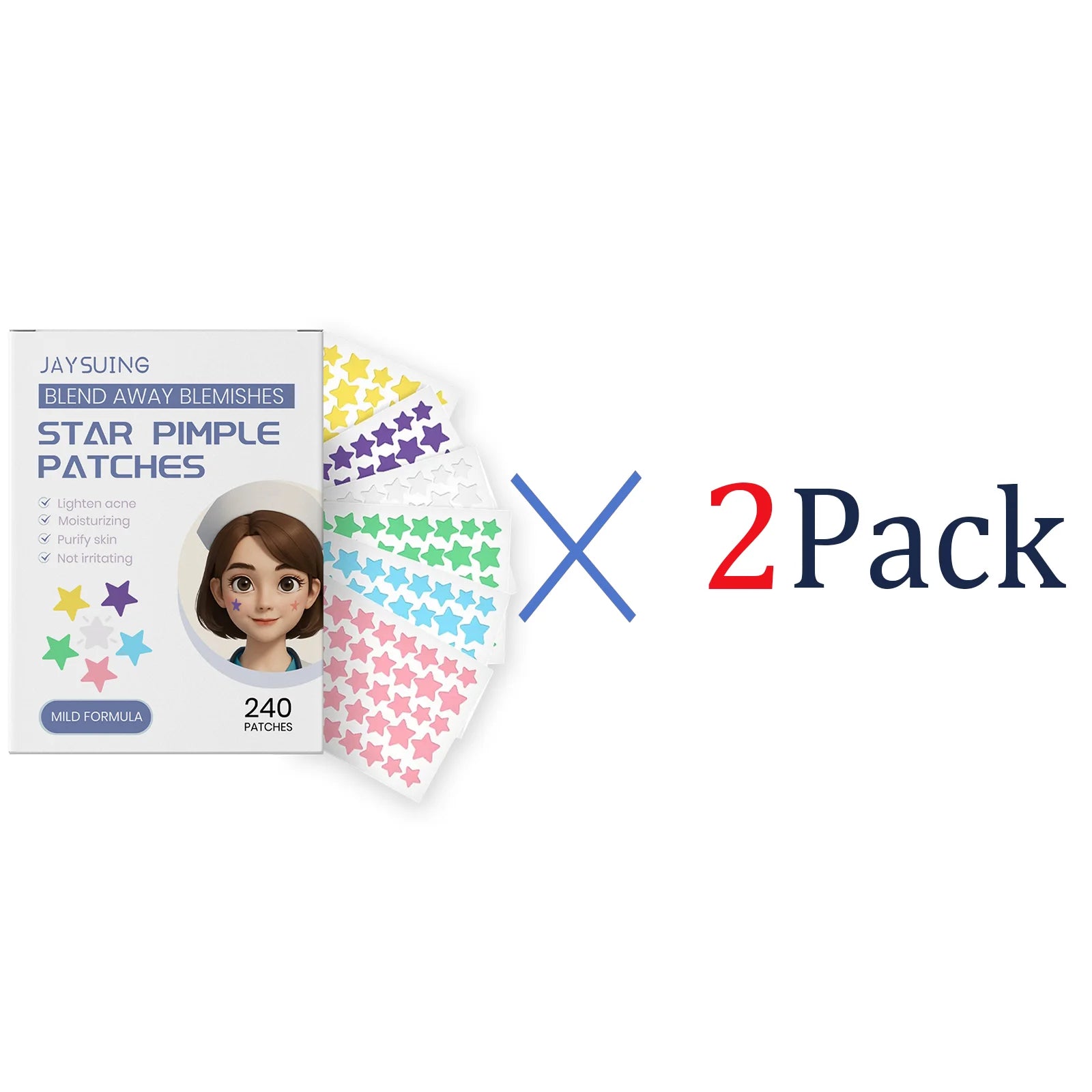 Star Acne Patches 240pcs Salicylic Acid Hydrocolloid Invisible Pimple Patches for Face Spot Treatment Ultra-Thin Gentle Care Zpaxo 2 Pack