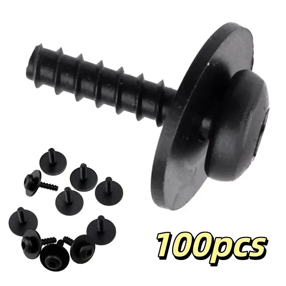 100pcs Durable Material Car Underbody Engine Cover Panels Screws Sturdy Material Rust Resistance Screws with Grommet Clips Zpaxo Black