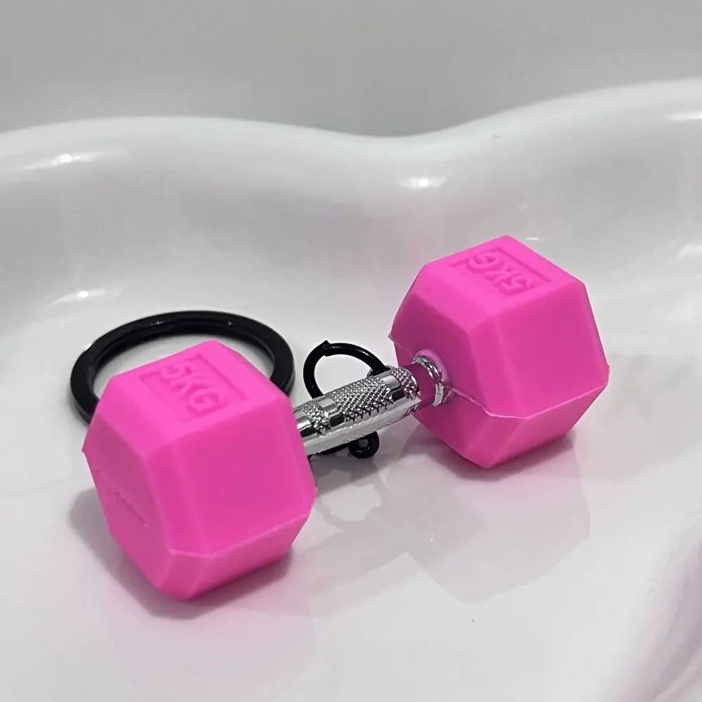 Fitness Equipment Dumbbell Keychain Hanging Ornament Bag Charm Sports Key Ring Simulation PVC Alloy Barbell Pendant Zpaxo