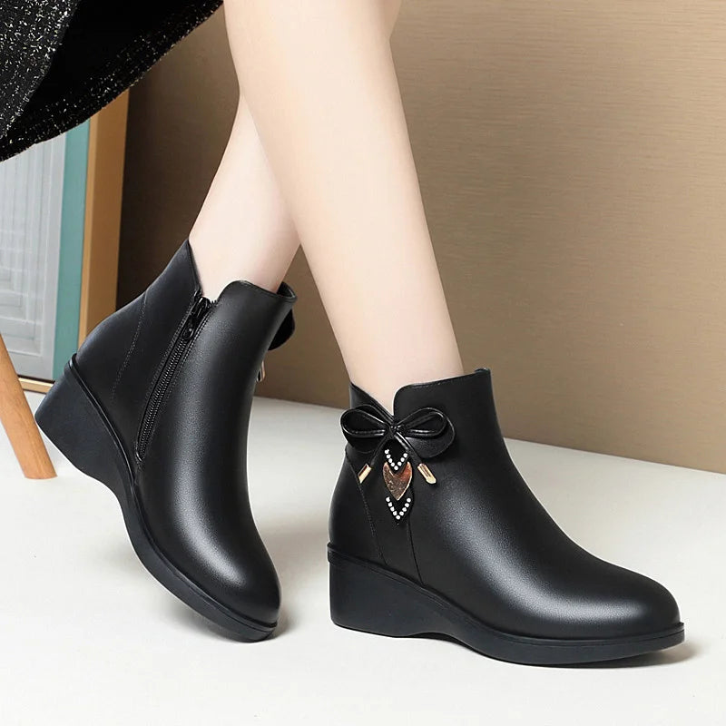 Women's Boots 2023 Winter Cotton Shoes Bow-knot Ankle Women Zipper Zpaxo