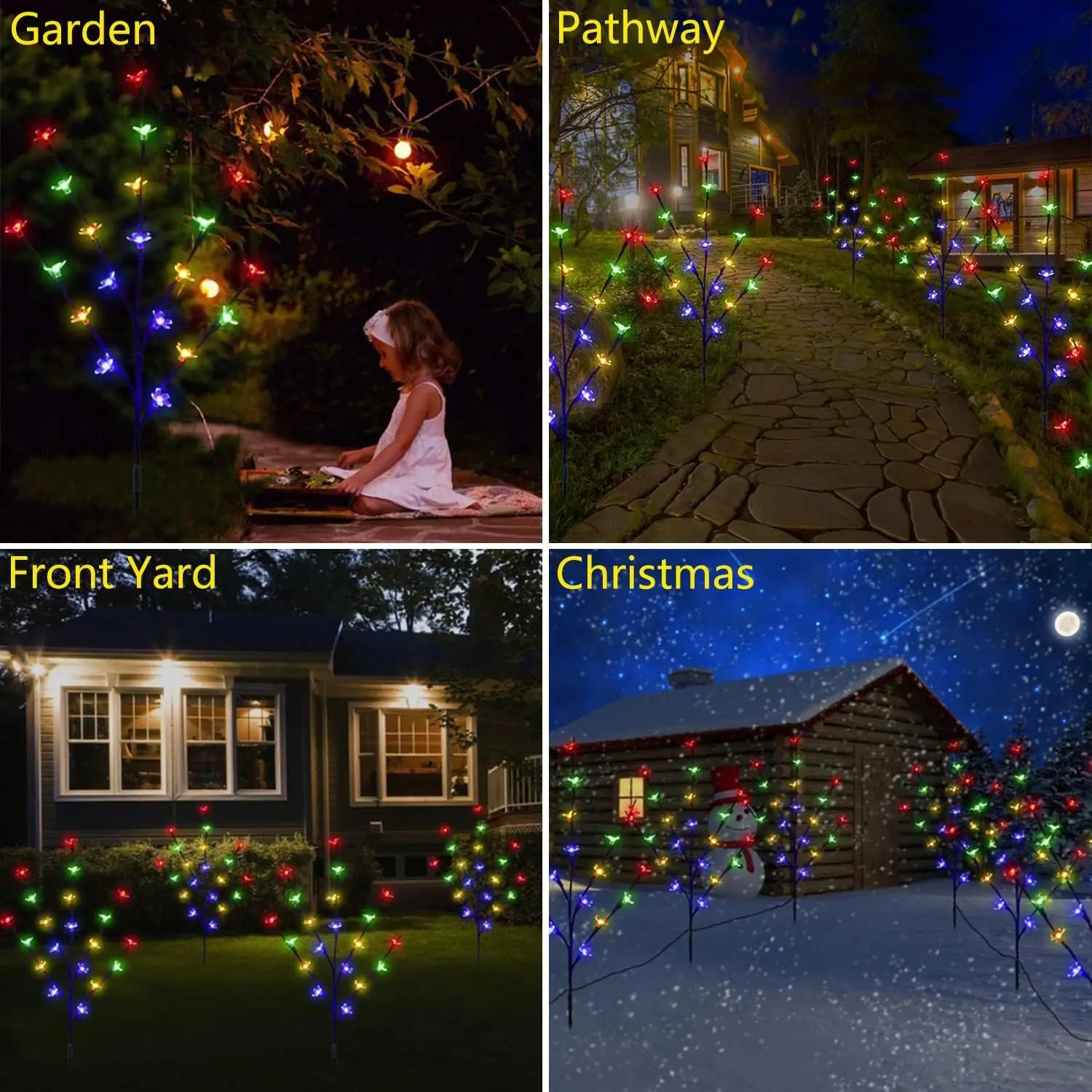 Solar Garden Lights Outdoor Christmas Decoration 2026 Cherry Blossom Zpaxo