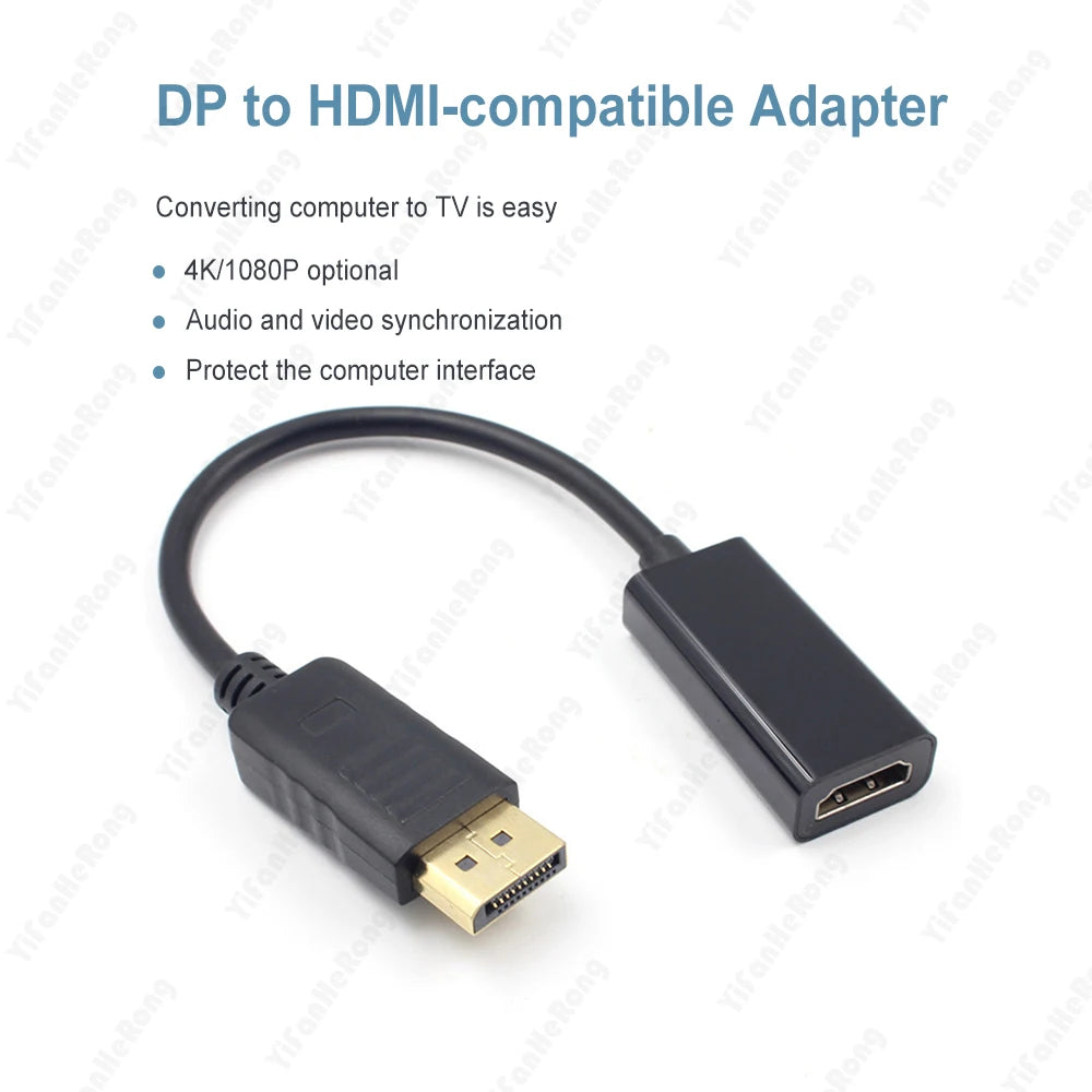 4K DisplayPort to HDMI-compatible Adapter Male DP to Female HDMI-Compatible Cable Converter Video Audio For HDTV PC Projector Zpaxo