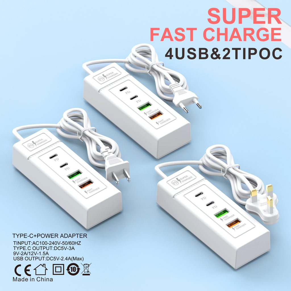 Maerknon 4-Port USB PD Wall Charger 3.1A – Fast Charging EU/US USB Wall Charger Zpaxo