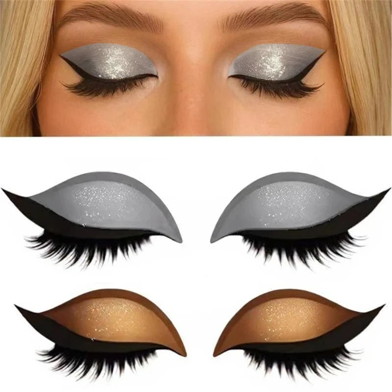 1/2 Pair Reusable Lazy Eye Shadow Eyelash Patch 2-In-1 Eyes Makeup Sticker With False Lashes &Eyeshadow Waterproof Cosmetic Tool Zpaxo Silver and Glod