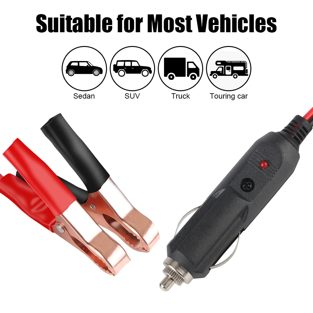 15A Fuse 12V-24V Male Plug Adapter Power Cord Car Cigarette Lighter