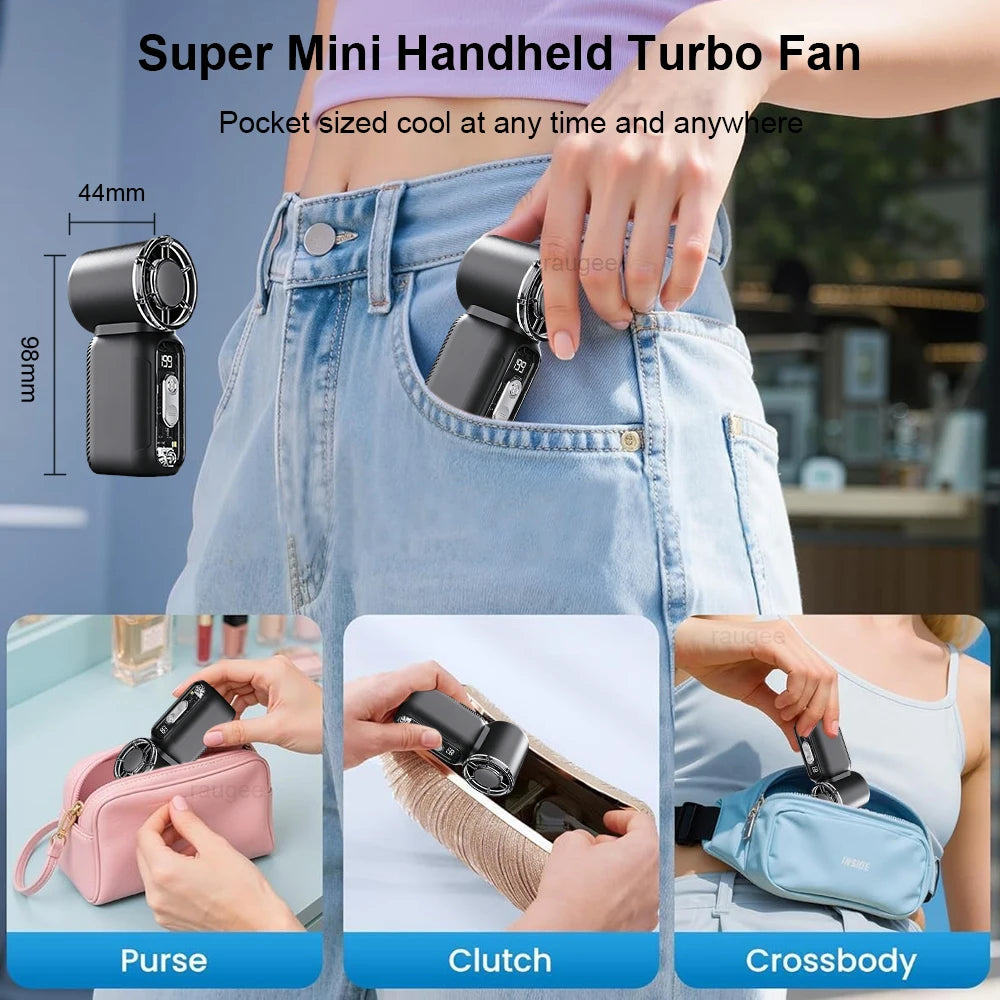 Mini Portable Handheld Fan USB Rechargeable Turbo Outdoor Personal