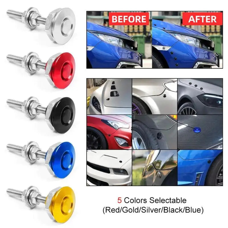 Universal 30mm Push Button Hood Pin Lock Clip Kit | Quick Latch