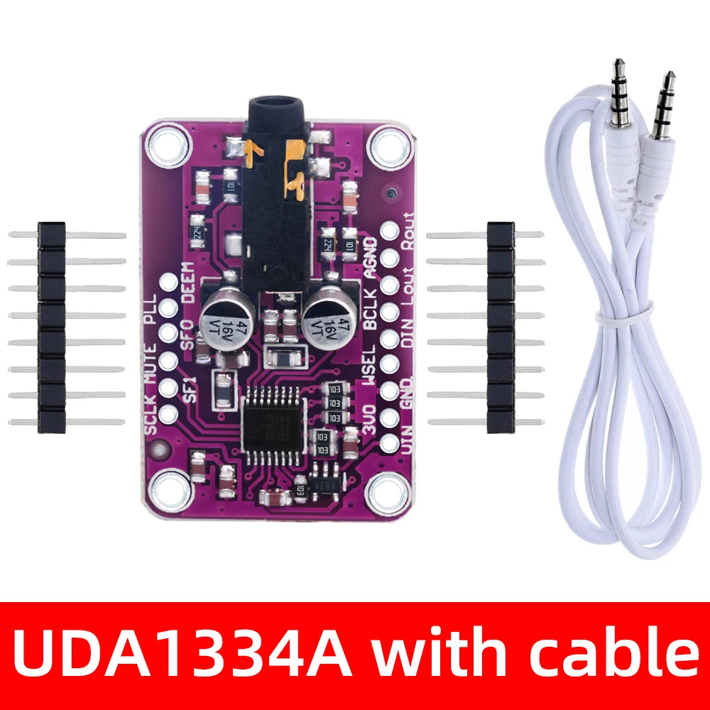 DA1334A I2S Stereo Audio DAC Decoder Module, 3.3V-5V Wide Voltage Compatible with for Arduino Zpaxo UDA1334A with cable