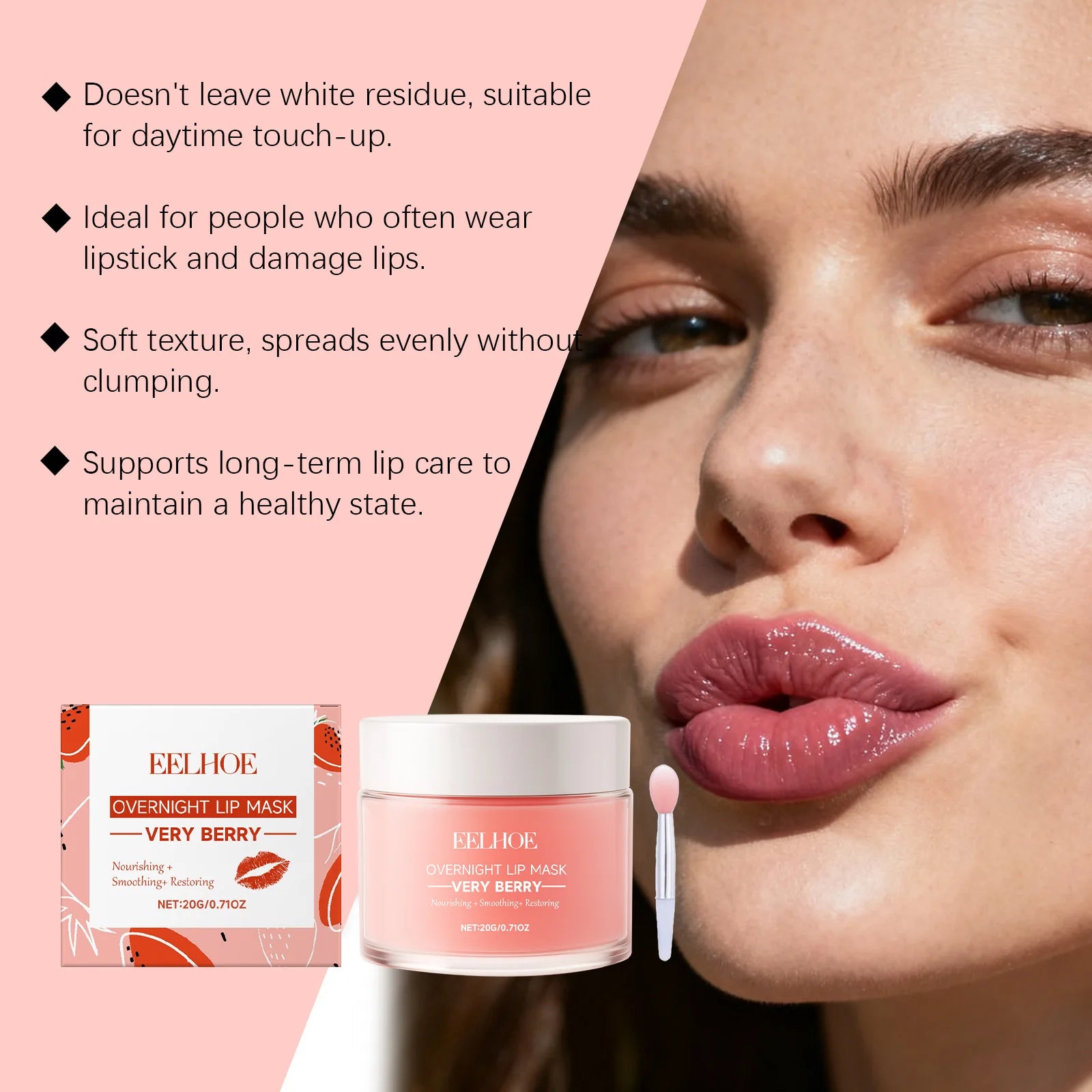 Berry Lip Sleeping Mask Overnight Lip Treatment for Dry Chapped Lips Hydrating Lip Mask with Hyaluronic Acid & Ceramide Deep Zpaxo