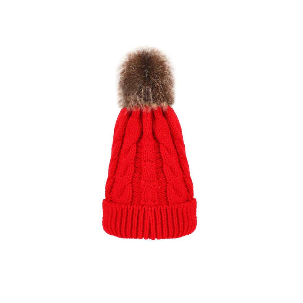 Cable Knit Pom Pom Beanie – Unisex Warm Winter Wool Hat