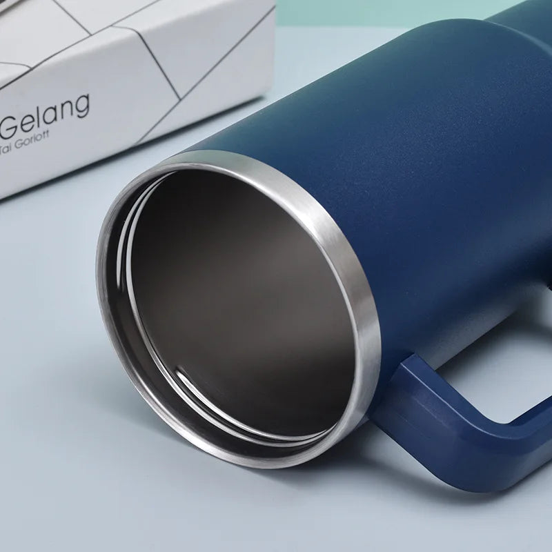 40oz Tumbler Vacuum Insulated Thermos Custom Travel Cup Stainless Steel Water Bottle Coffee Mugs With Handle Outdoor Drinkware Zpaxo