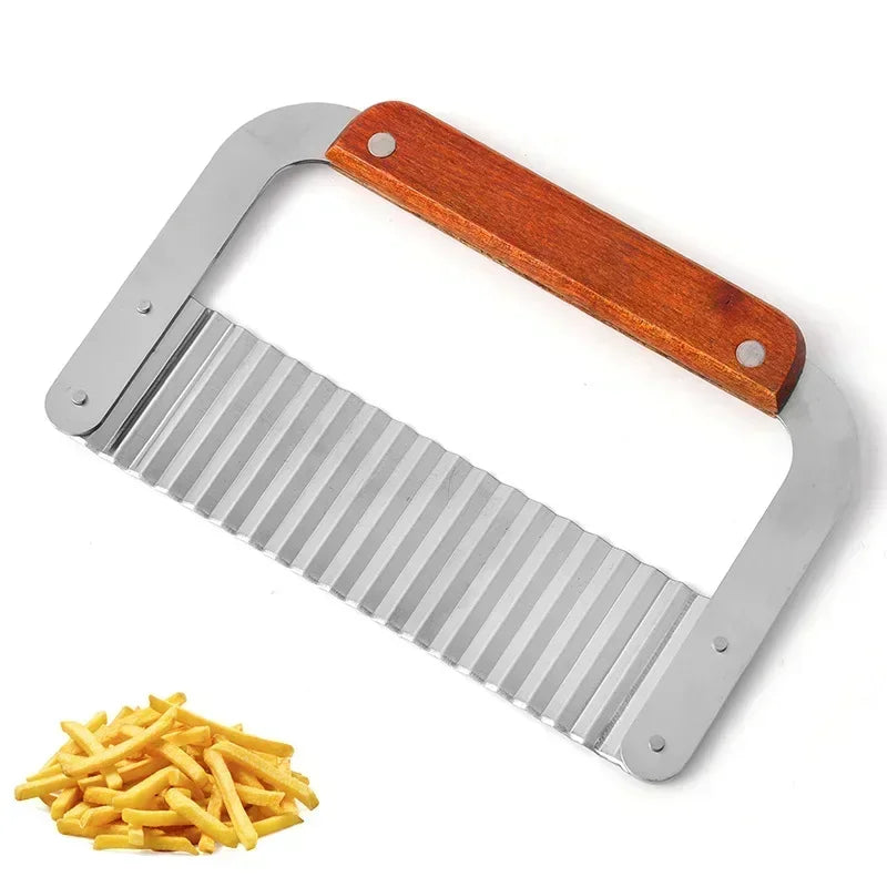 Crinkle Cut Wavy Slicer – Stainless Steel Potato & Veggie Cutter Crinkle Cut Slicer Zpaxo