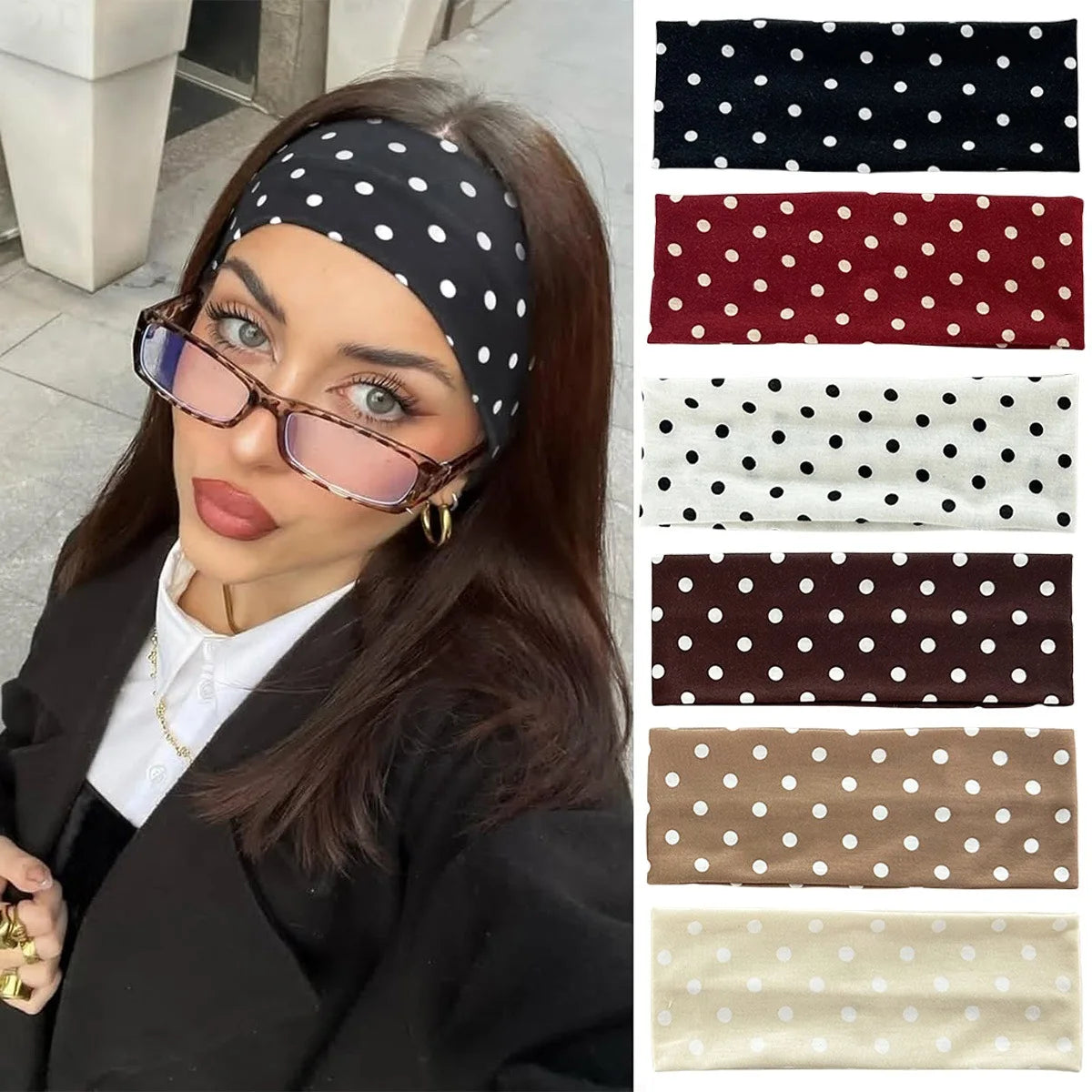 Y2K Retro Boho Breeze Wind Dot Stretch Women's Hairbands Korean Ins