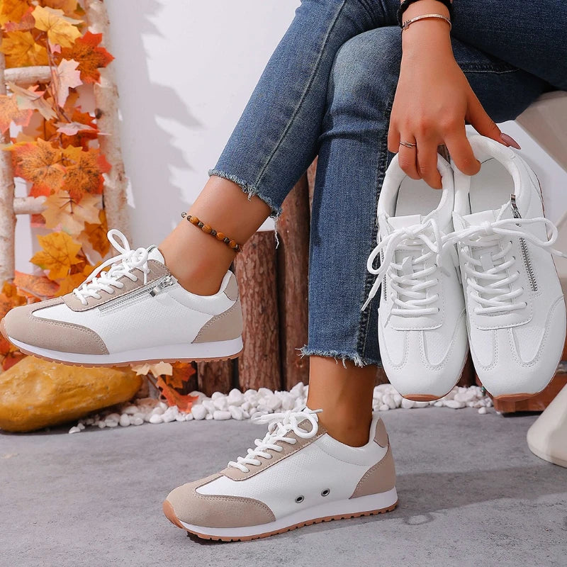 Spring Autumn Women Anti Slip Wear-resistant Zipper Embellishment Zpaxo