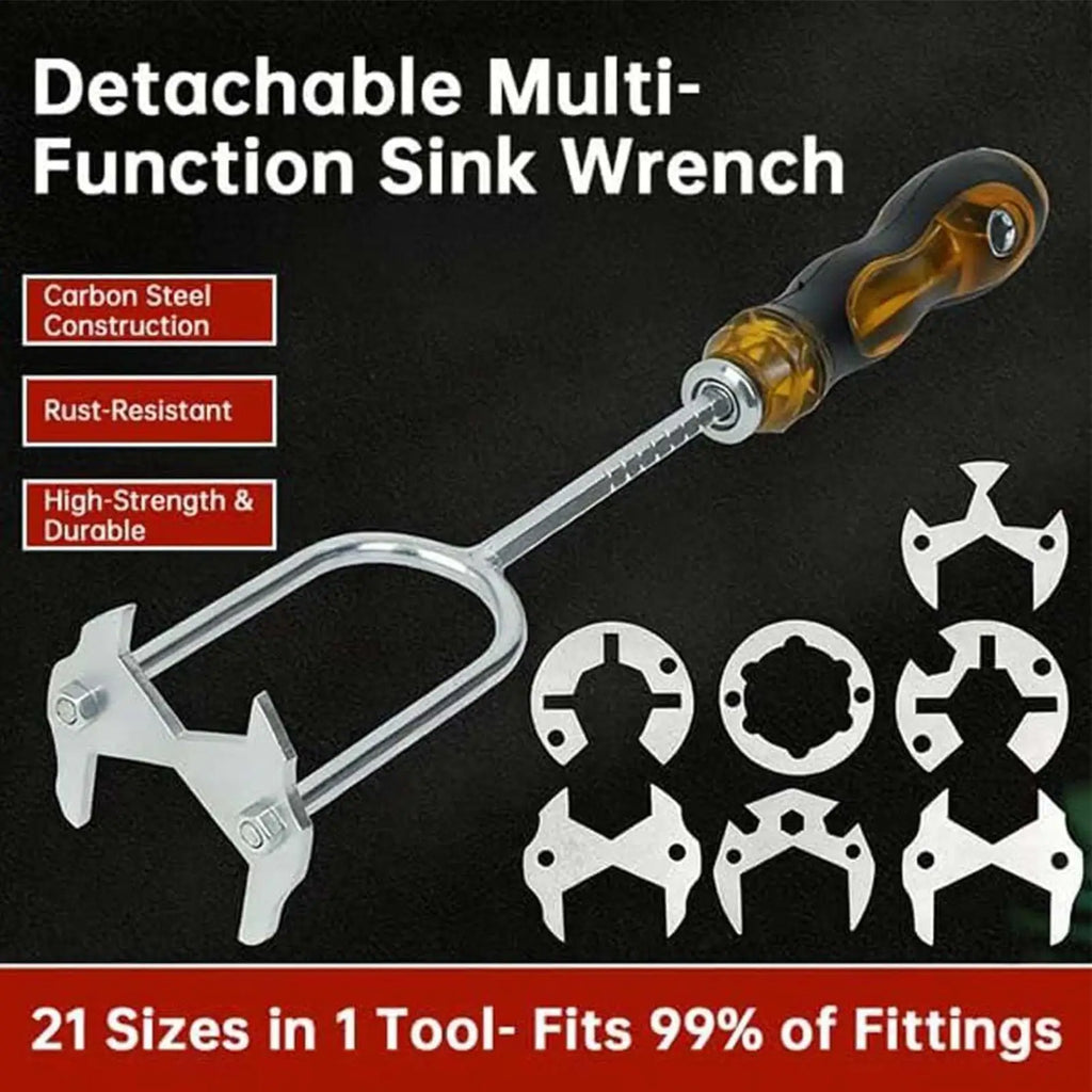 Multifunctional Sink Drain Wrench – 7-Head Faucet Install Tool Plumbing Wrench Zpaxo