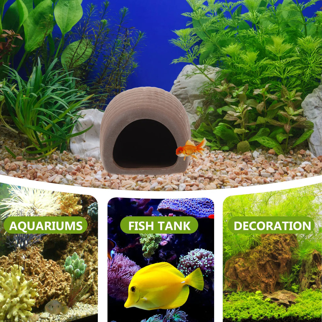 Ceramic Fish Tank Decor Cave Shelter Shrimp Hideout Natural