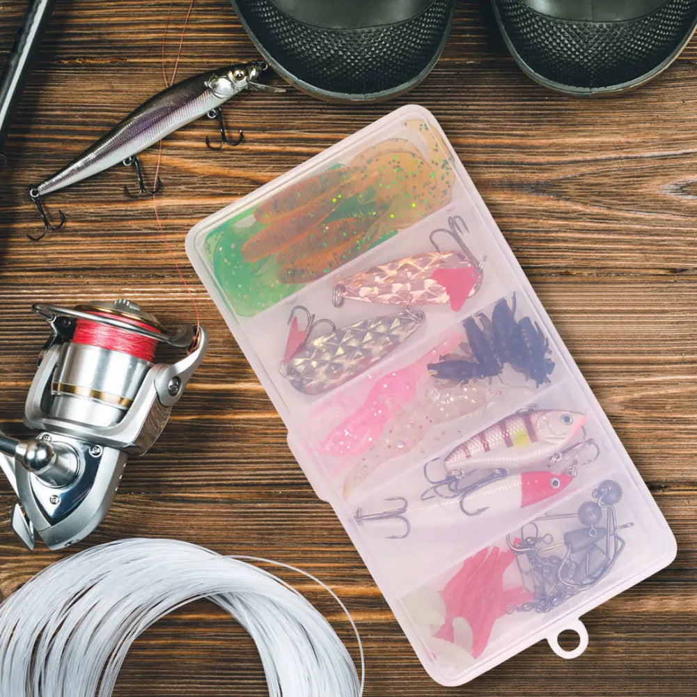 Fishing Lure Soft Hard Bait Hooks Swivels Tackle Box Bass Pike Crank