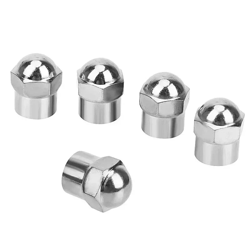 Chrome Tire Valve Caps 10/50 Pack – Universal Car, Bike & Moto