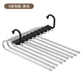 Space-Saving Trouser Hanger System - Adjustable, stackable trouser hanger for seamless garment storage for everyday use-tan Zpaxo 9 Hooks black