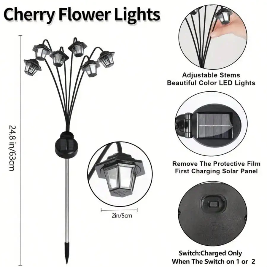 6-LED Purple Retro Palace-style Solar-powered Ground Light Outdoor
