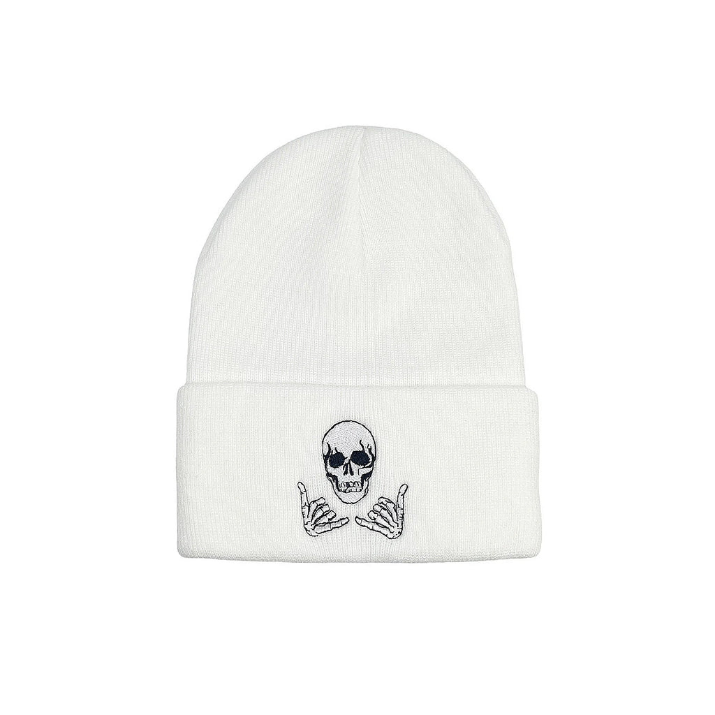 Skull Wings Embroidered Beanie – Unisex Knit Hat