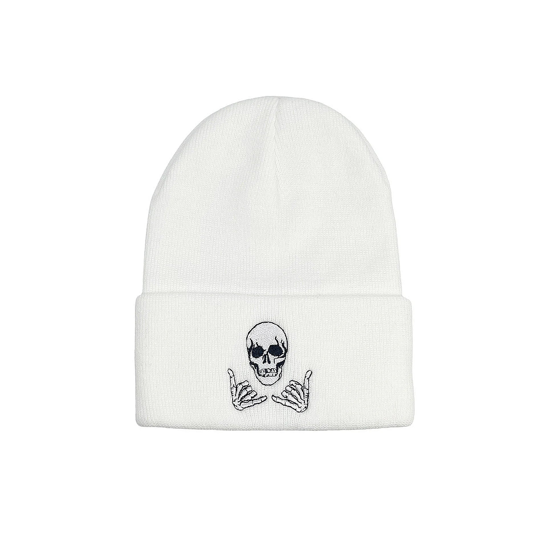 Skull Wings Embroidered Beanie – Unisex Knit Hat