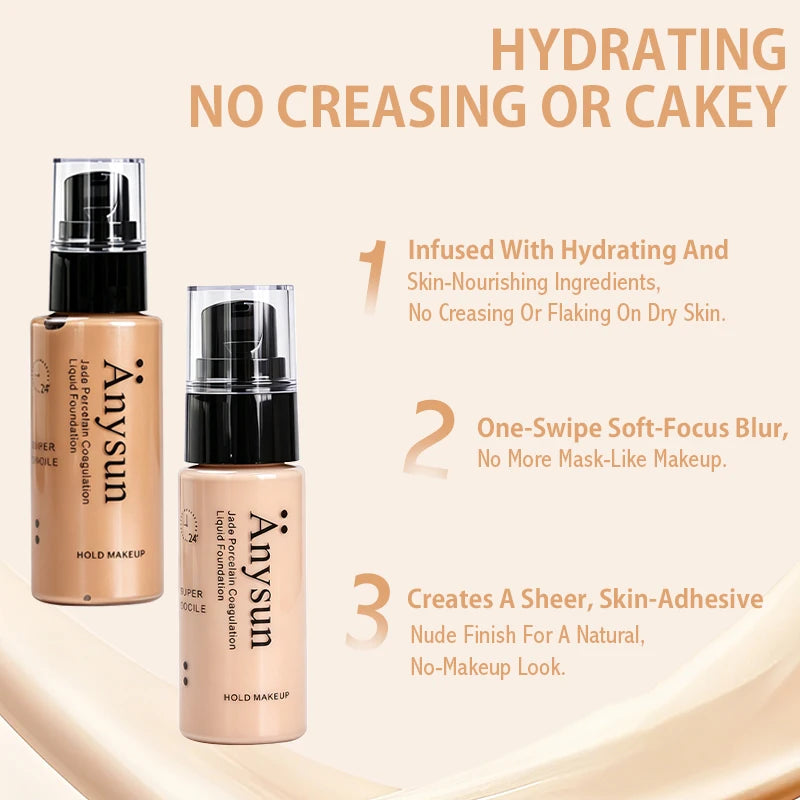 Long-lasting Concealer Liquid Foundation Waterproof Sweatproof Easy