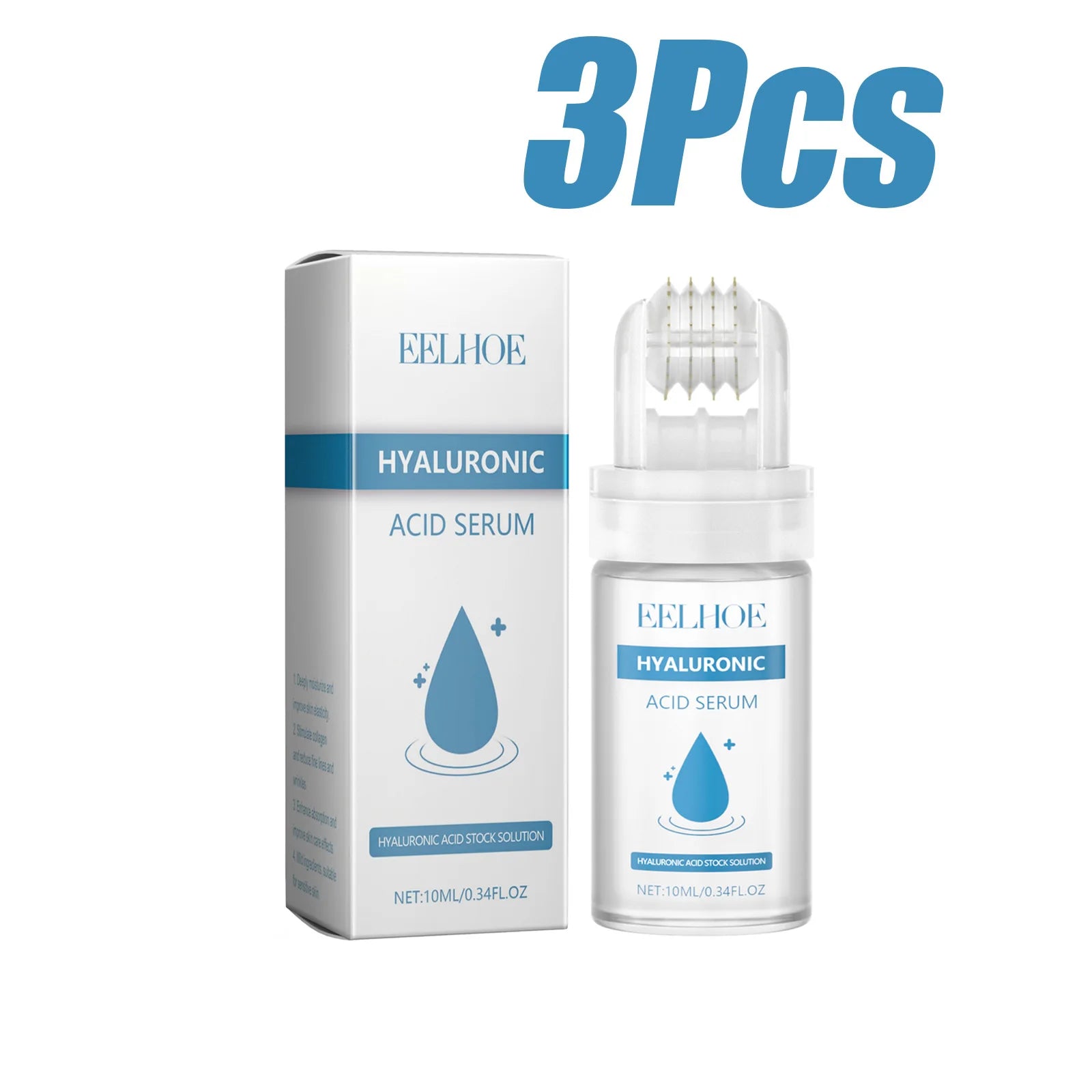 Hyaluronic Acid Serum Micro Roller 0.25mm Micro Needle Essence Hydrating Brightening Smooth Pore Refining Beauty Facial Skin Car Zpaxo 3Pcs