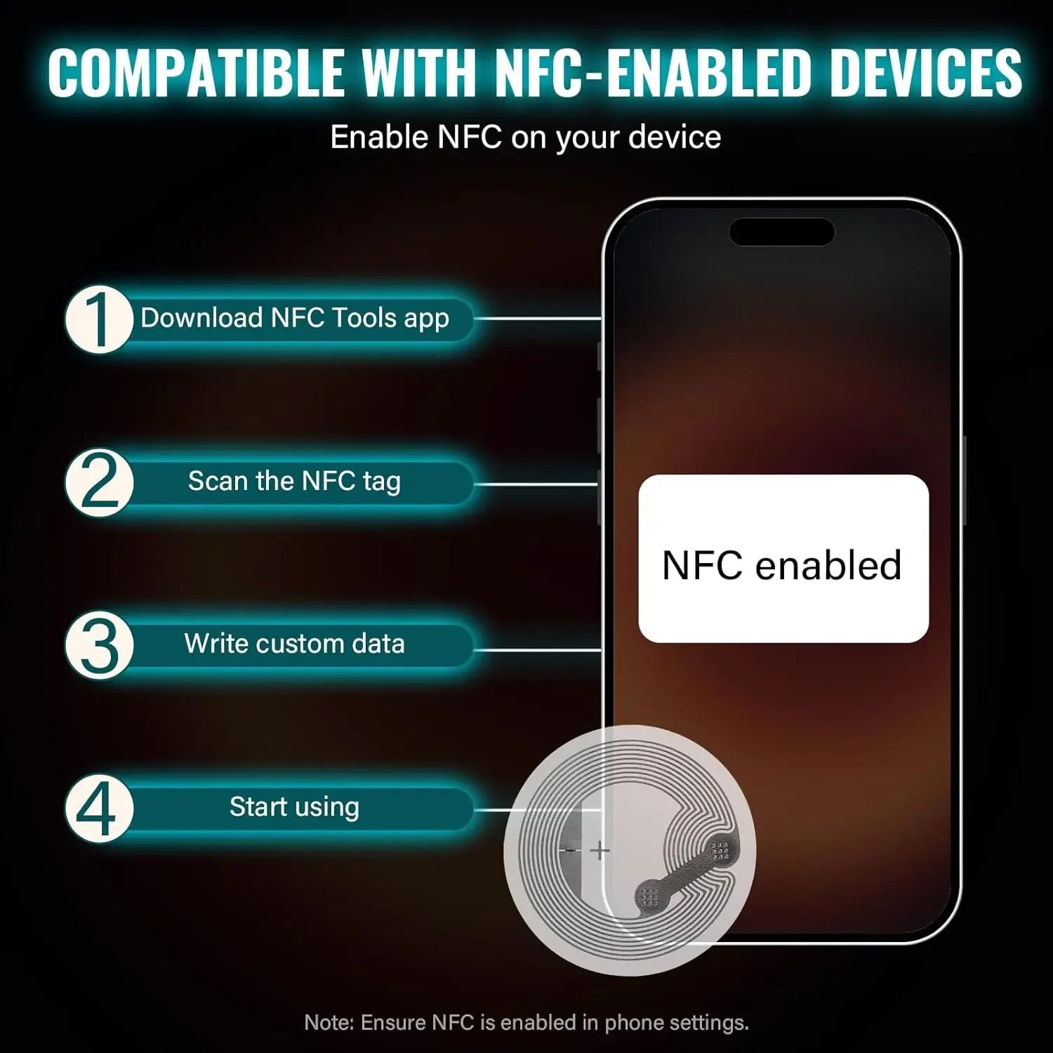 10 Ntag 215 NFC Phone Available RFID Tag Stickers Adhesive Label Zpaxo