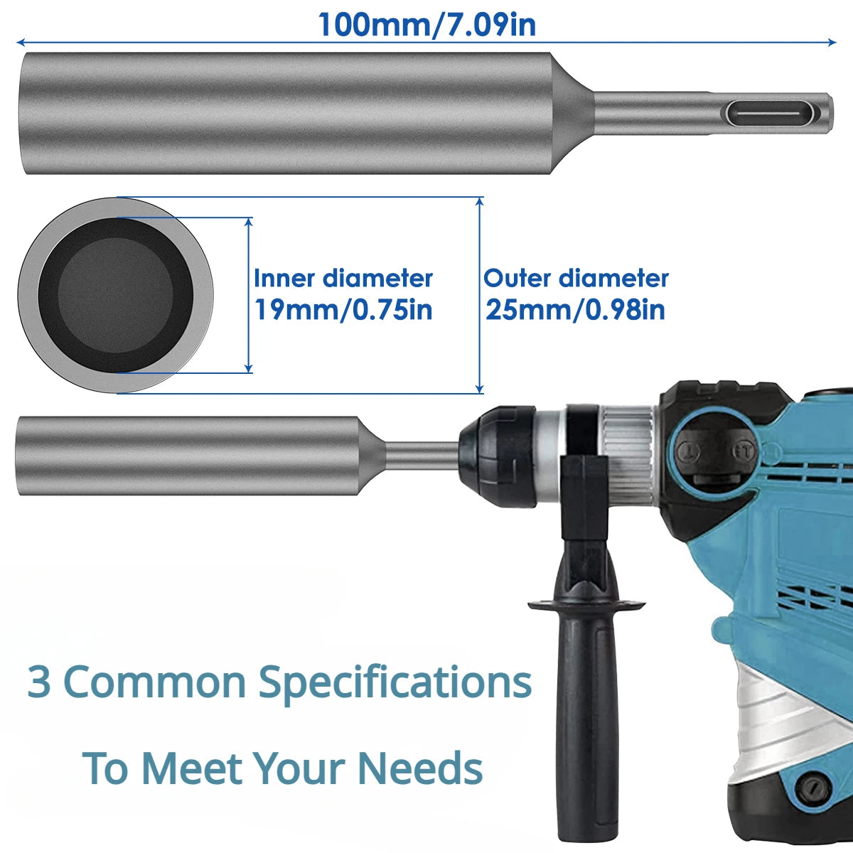Ground Rod Driver SDS Plus Bit with Rotary Hammer Drill Bits Tool Accessories for 5/8 3/4 Inch Hardened Earth Driving Rod Work Zpaxo