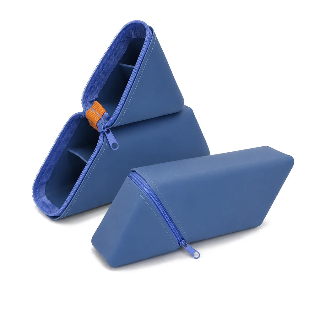 Stylish Portable Silicone Pen Holder Foldable Desktop Organizer Multi-Purpose Pencil Cup For Office School Supplies Stationery Zpaxo Blue