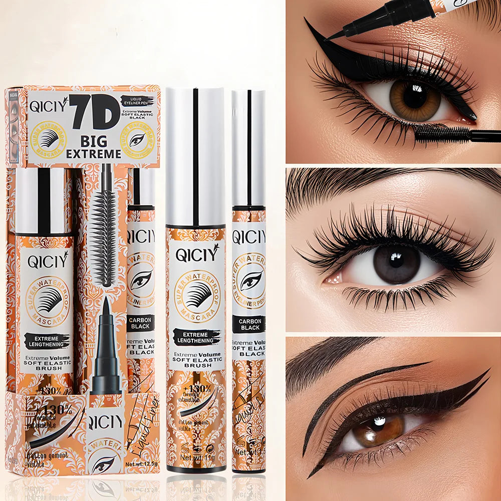 2-in-1 Eye Black+eyeliner Pen Waterproof Sweat Resistant Lasting 24
