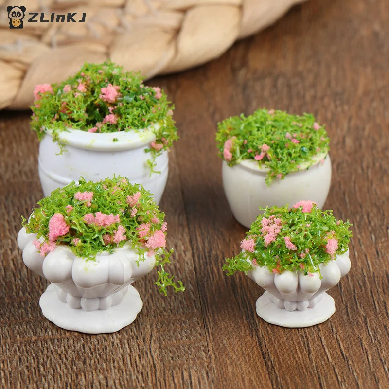 ▶2Pcs 1:12 Dollhouse Mini Green Plant Bonsai Flower Pots Furniture Accessories Zpaxo