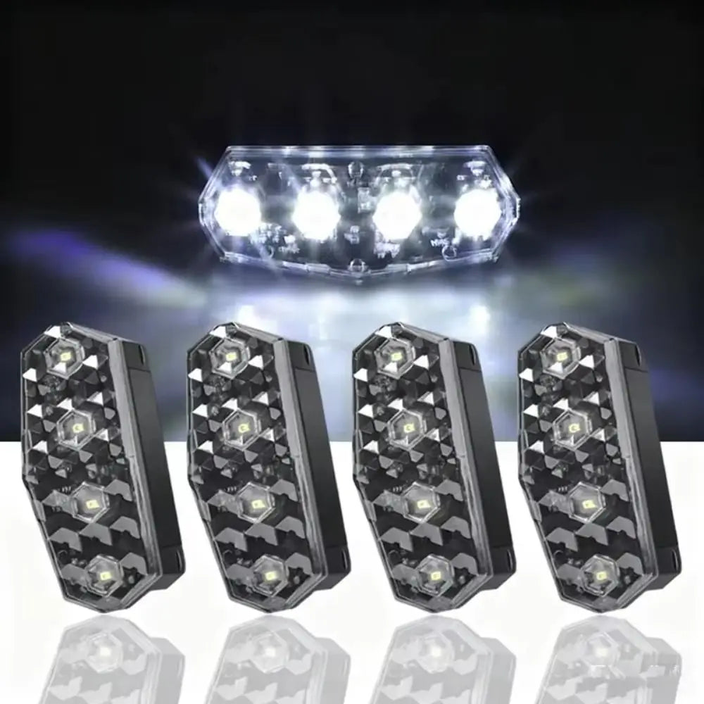 4Pcs Shake To Bright Solar Right-angle Warning Lights High Brightness Flashing Mode Vehicle Led Rear Light Waterproof Zpaxo