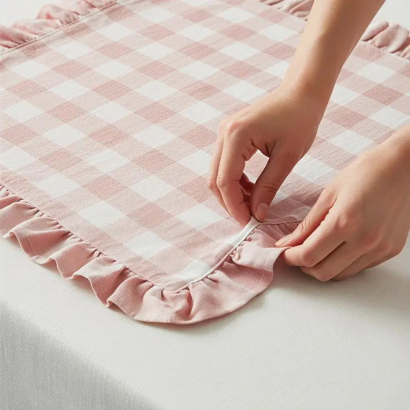 Pink Blue Stripe Ruffle Placemat – Cute Kitchen Table Decor