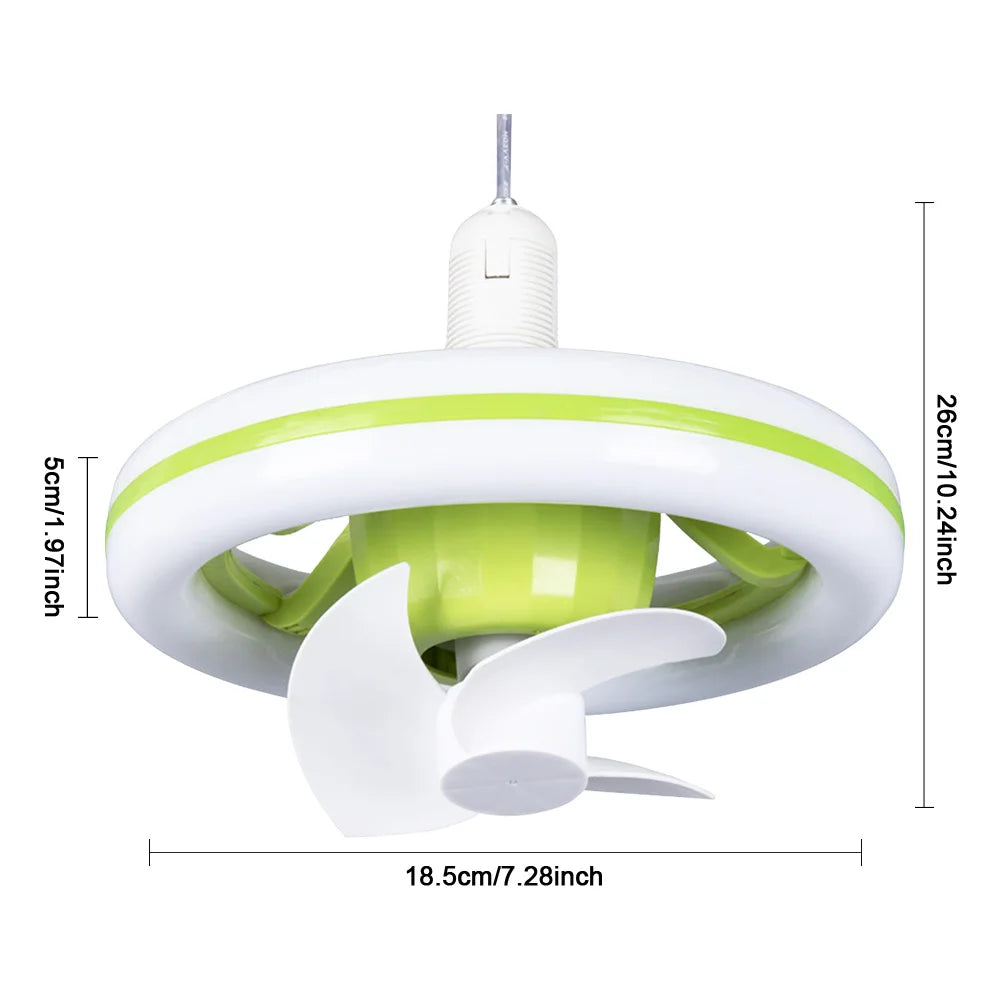 Ceiling Fan with RGB LED Light Remote Control/Switch Control Smart Silent Ceiling Fan E27 Base Cooling Fans Lamp for Living Room Zpaxo