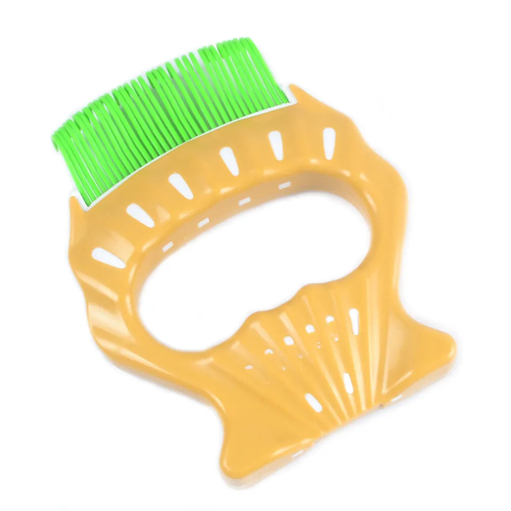 Green Rubber Pet Grooming Brush Shell Shape Design Massage Comb Dogs