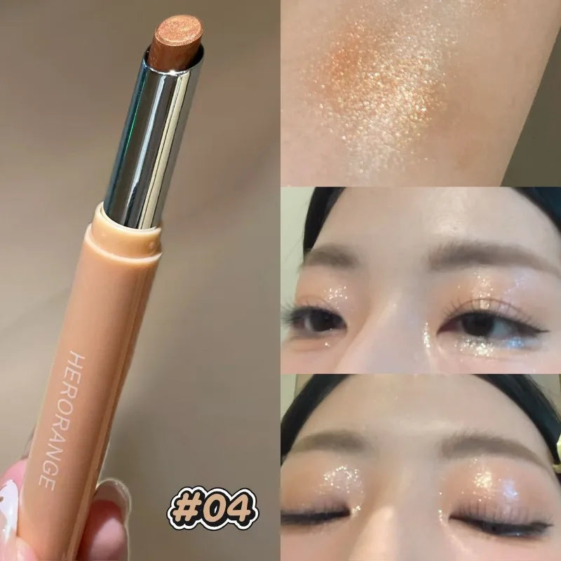 Punk Purple Glitter Eyeshadow Stick Pearlescent Highlight Shadow Stick Waterproof Lasting Shimmer Metallic Eyeshadow Makeup Zpaxo 04