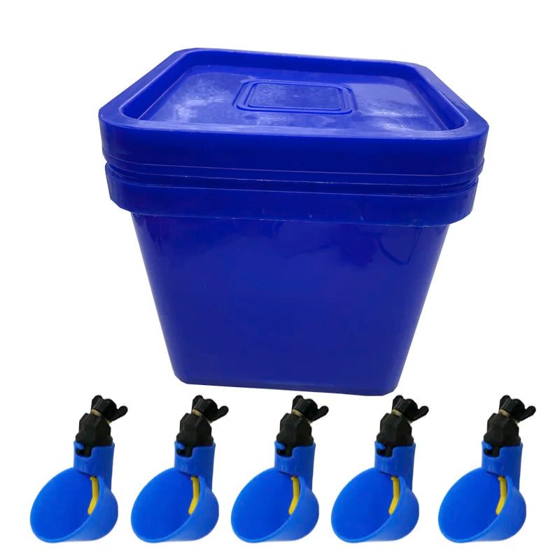 Quail Chicken Drinking Bucket Cup Portable Thickened Lid Square Pet Zpaxo blue with blue