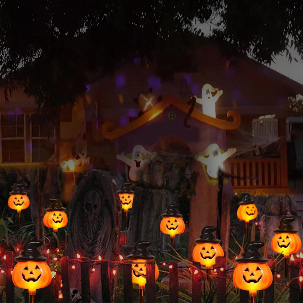 Halloween Solar Stake Lights Outdoor 5 Pumpkin Garden Decorations