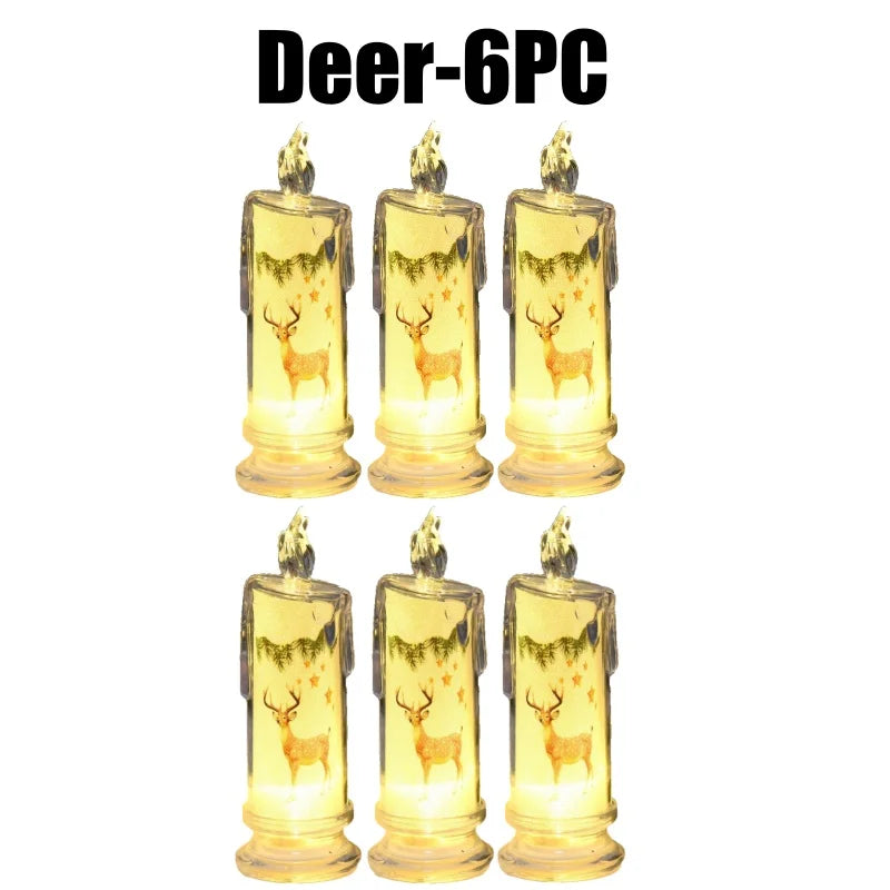 Festive Flameless Pillar Candles Battery Powered LED Christmas Lights Zpaxo Deer-6PC