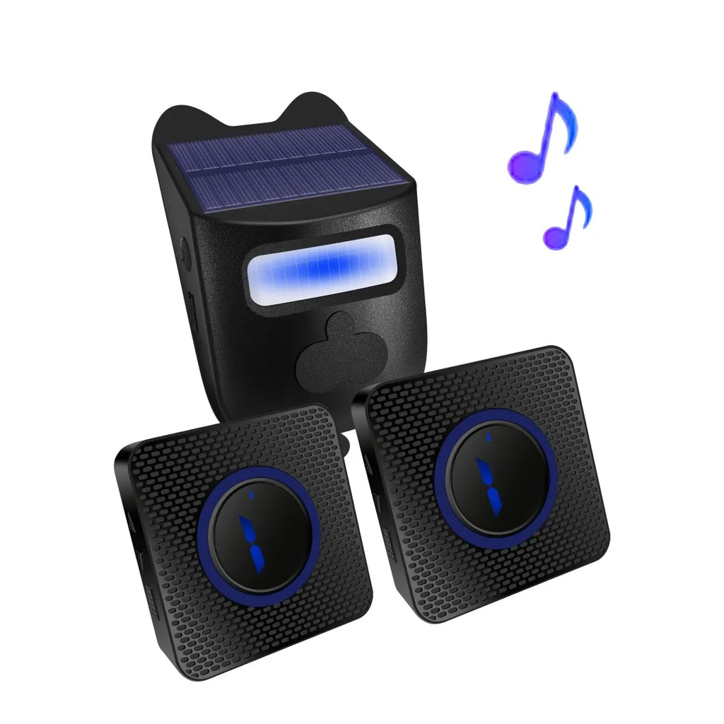 Wireless Call Chime Set Motion Detection, Receivers, Sensor Alarm, No Push Button Required, Solar Rechargeable Sensor Zpaxo