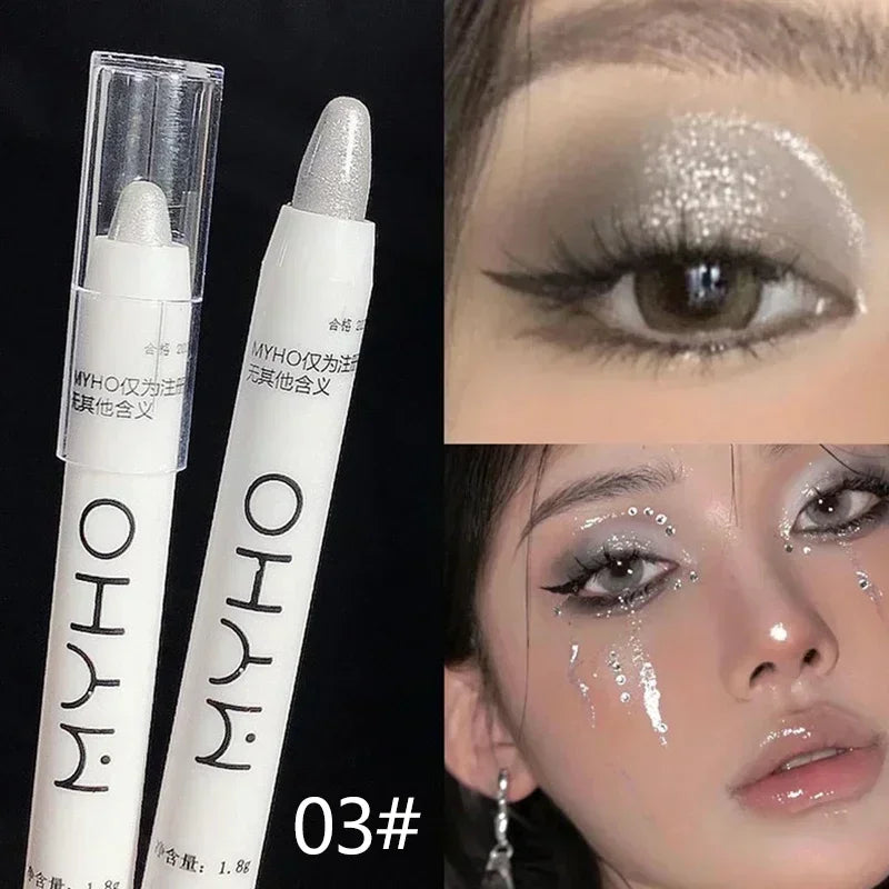 Pearly Matte Eyeshadow Stick White Eyeliner Shimmer Silver Highlighter Lying Silkworm Pen Monochrome Brightening Eye Shadow Pen Zpaxo 03