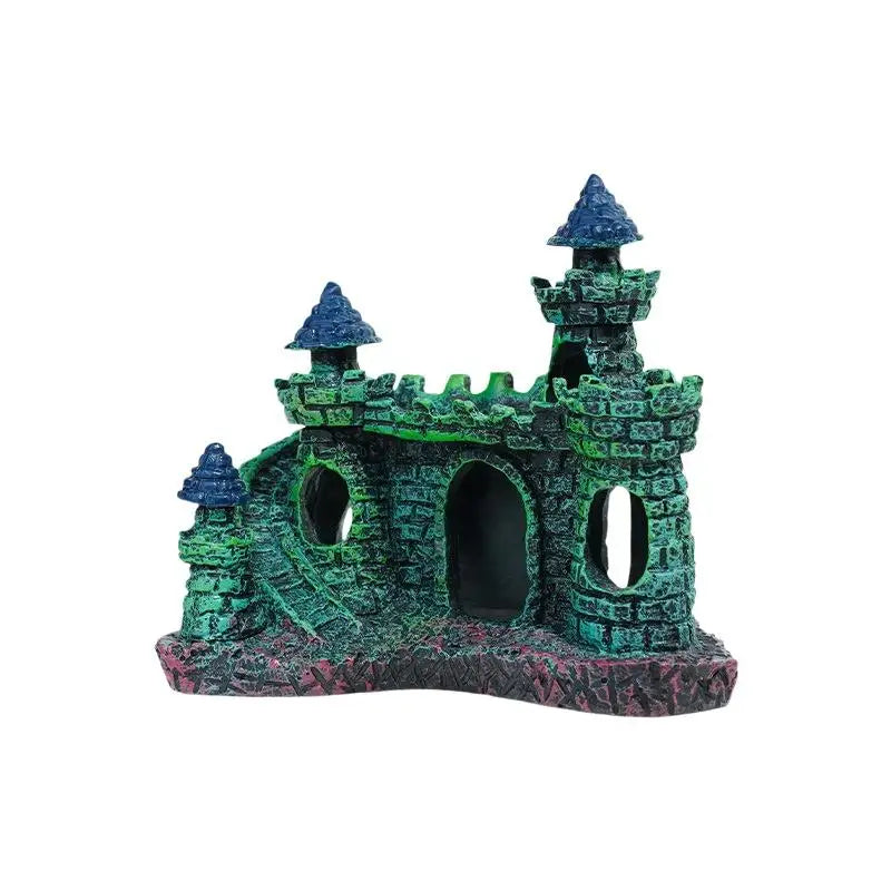 Artistic Castle Shaped Resin Rockery One Aquarium Decor Fish Tank Zpaxo