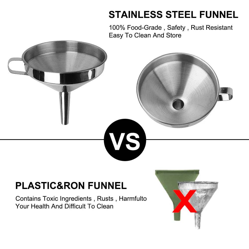 Wide Mouth Funnels Stainless Steel Detachable Filter Metal Funnel Zpaxo