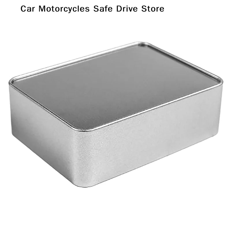 Small Sliver Rectangular Coin Jewelry Tin Storage Box Empty Metal