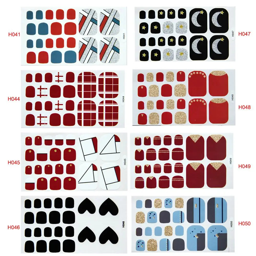 22PCS Toe Nail Stickers/Strips Nail Art Fake Nails Stickers for Nails Toe Self-Adhesive Feet Stickers for Girls DIY Zpaxo