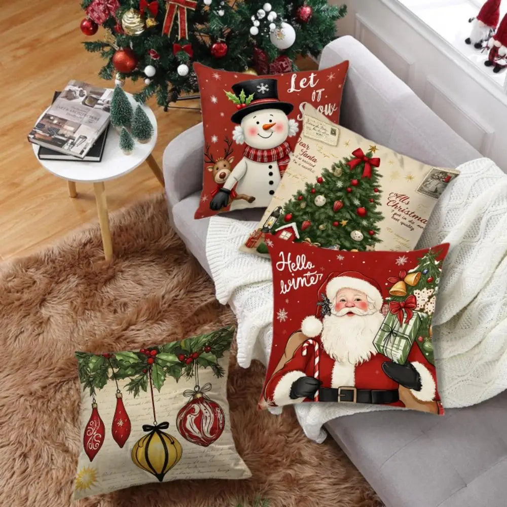 Christmas Cushion Cover 45×45cm – Tree & Snowflake Pillow Case Decorative Pillow Cover Zpaxo
