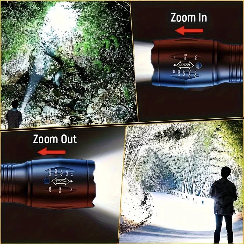 Zoomable LED Tactical Flashlight 1200 Lumen Waterproof Torch